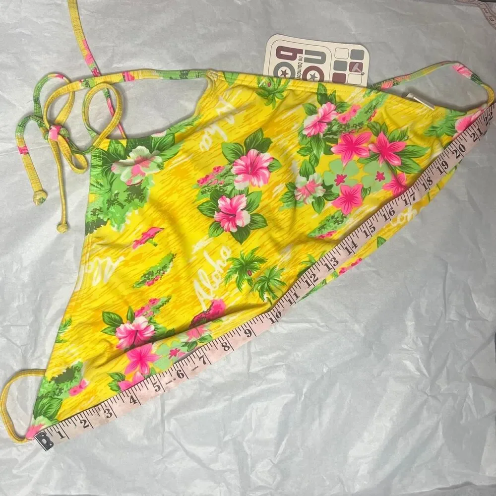 Y2K No Boundaries Yellow Aloha Halter Tankini Swim Top